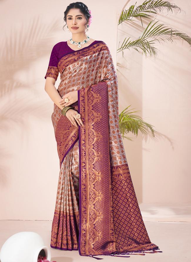 Silk Purple Festival Wear Weaving Saree